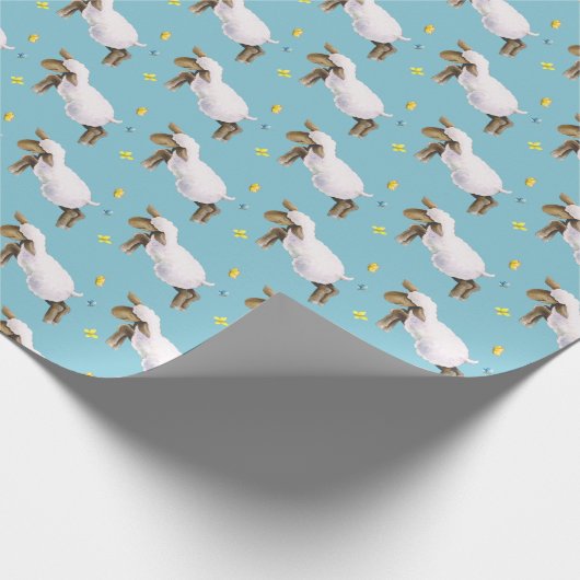 Schattig lam overslaan grillige waterverf kunstpat cadeaupapier (Hoek)