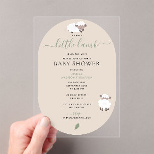 Schattig Lam Schattige Boerderijdieren Baby Shower Acryl Uitnodigingen