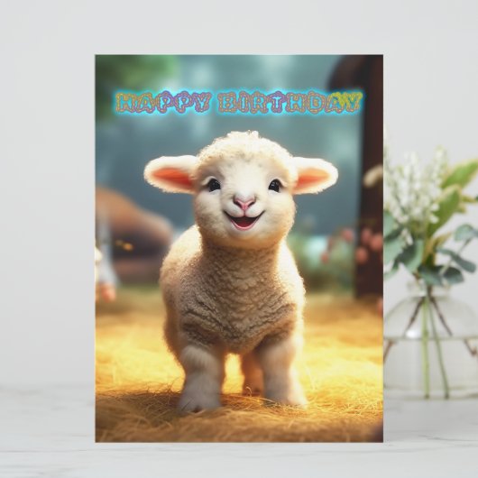 Schattig Lam Verjaardag (Staand voorkant)