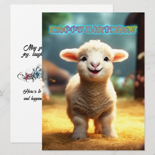 Schattig Lam Verjaardag (Voorkant / Achterkant)