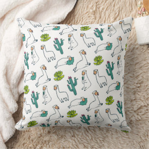 Schattig Lama en Cactus Patroon Kussen