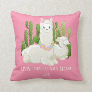 schattig lama mama voegt Sierkussen toe