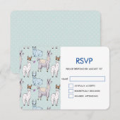 Schattig lama patroon op Polka dots RSVP Kaartje (Voorkant / Achterkant)