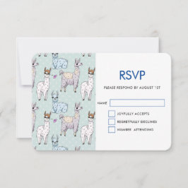 Schattig lama patroon op Polka dots RSVP Kaartje