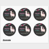 schattig lama verjaardagskaartje fiesta alpaca ronde sticker (Vel)