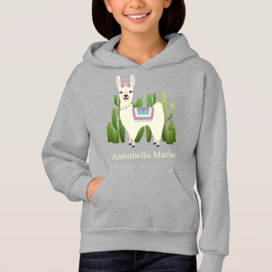 schattig lamaliefhebber voegt naam Hoodie toe (Voorkant)