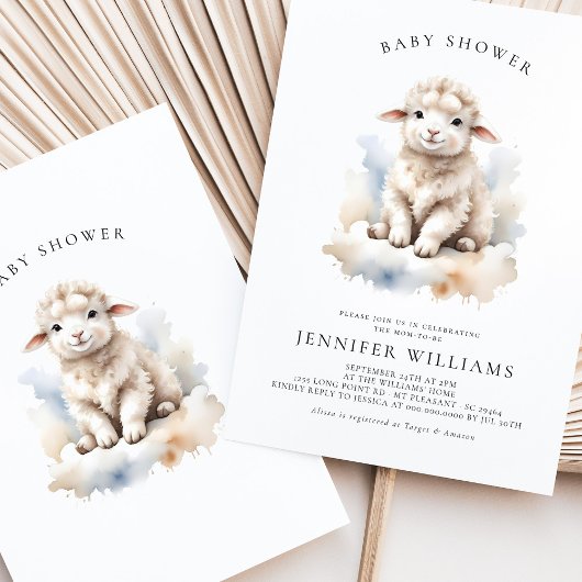Schattig Lamb Baby Douche Uitnodigingen