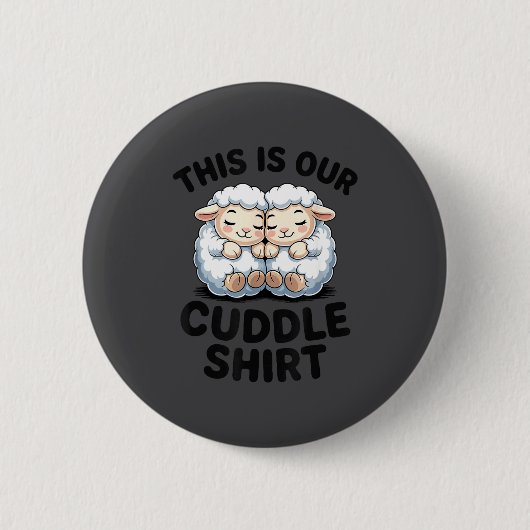 Schattig Lammetjes Koppel Dit Is Onze Knuffel Ronde Button 5,7 Cm (Voorkant)