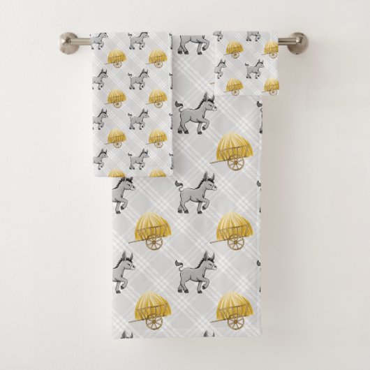 schattig land betegelde ezel patroon bad handdoek (Insitu)
