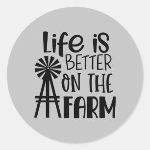 schattig land boerderij leven woord kunst vierkant ronde sticker