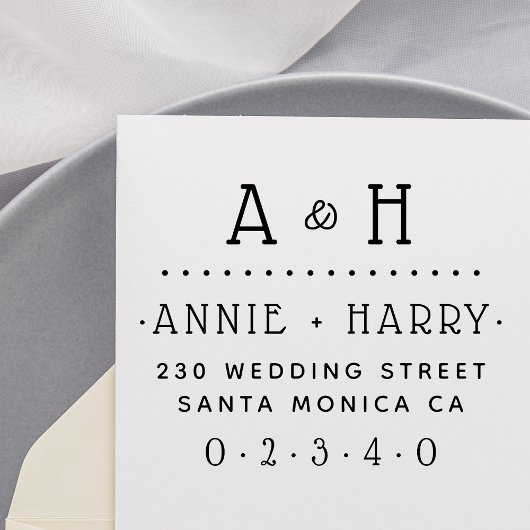 Schattig Land Bruiloft Namen & Aangepast Retouradr Rubberstempel