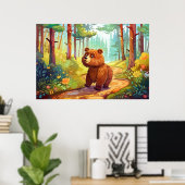 schattig land bruin beer liefhebbers nursey poster (Thuiskantoor)