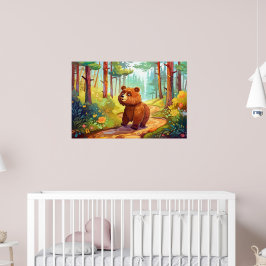 schattig land bruin beer liefhebbers nursey poster