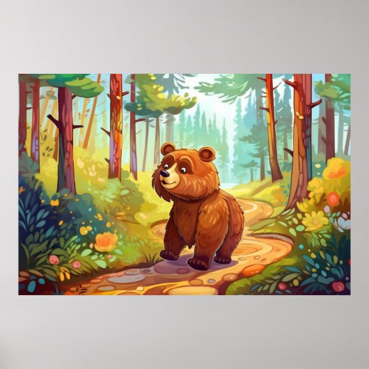 schattig land bruin beer liefhebbers nursey poster (Voorkant)