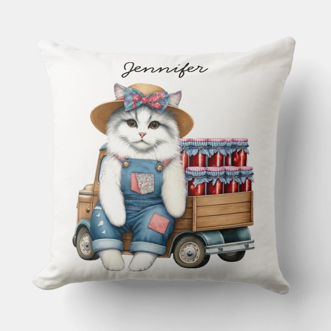 Schattig land Cat Sierkussen (Voorkant)