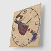 Schattig land Folk Art Rag Angel Doll Vierkante Klok (Hoek)