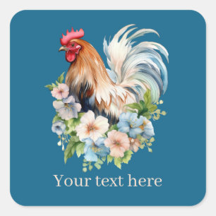 schattig land haan kip liefhebbers bericht toevoeg vierkante sticker