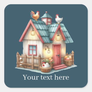 schattig land haan liefhebbers bericht toevoegen vierkante sticker