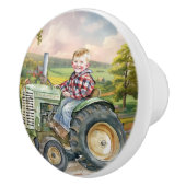 schattig land kind tractor keramische knop (Rechts)