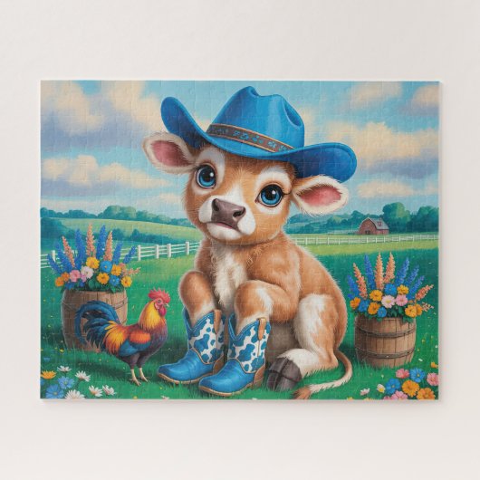 Schattig Land Koe Legpuzzel (Horizontaal)