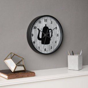 schattig land koffiepot woord kunst Grote klok