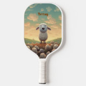 Schattig land wolk pluizig schapen monogram pickleball paddle (Achterkant)