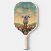 Schattig land wolk pluizig schapen monogram pickleball paddle (Voorkant)