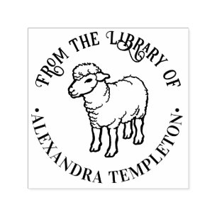 Schattig Landelijk Lam Schaap Ooi Bibliotheek Boek Zelfinktende Stempel