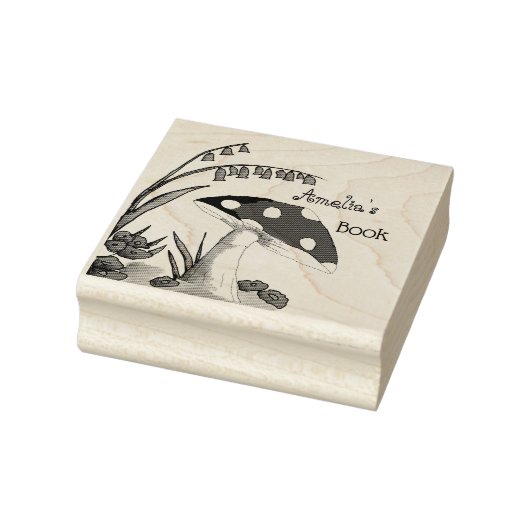 Schattig landelijk paddenstoel ex-libris rubberstempel (Stempel)