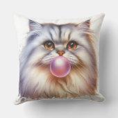 Schattig lang haar kat blazen bubble kauwgom kweke kussen (Achterkant)