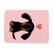 Schattig Lang Haired Dachshund Puppy met Hart Magneet (Horizontaal)