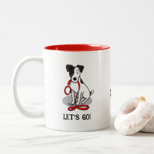 Schattig Laten we gaan! Jack Russell Terrier (drie Tweekleurige Koffiemok