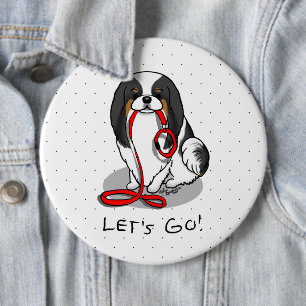 Schattig Laten we gaan! Japanse Chin Hond (driekle Ronde Button 6,0 Cm