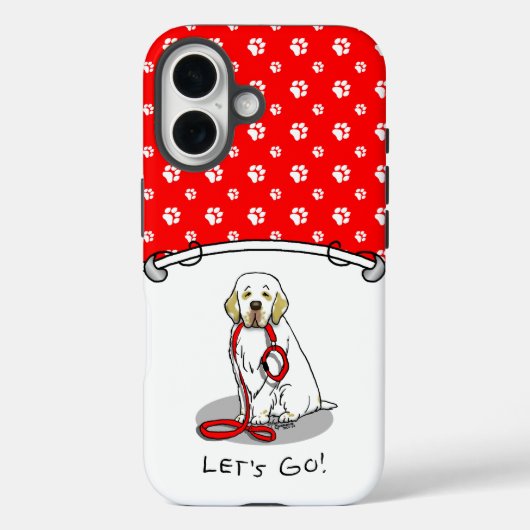 Schattig Laten we gaan! Wandelende Clumber Spaniel Case-Mate iPhone Case (Achterkant)
