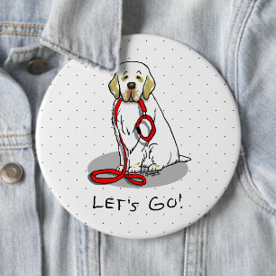 Schattig Laten we gaan! Wandelende Clumber Spaniel Ronde Button 6,0 Cm