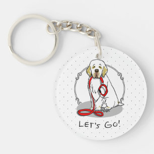 Schattig Laten we gaan! Wandelende Clumber Spaniel Sleutelhanger