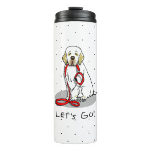 Schattig Laten we gaan! Wandelende Clumber Spaniel Thermosbeker