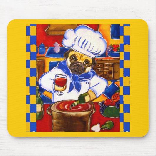 Schattig Le Cafe Pug Chef Muismat (Voorkant)