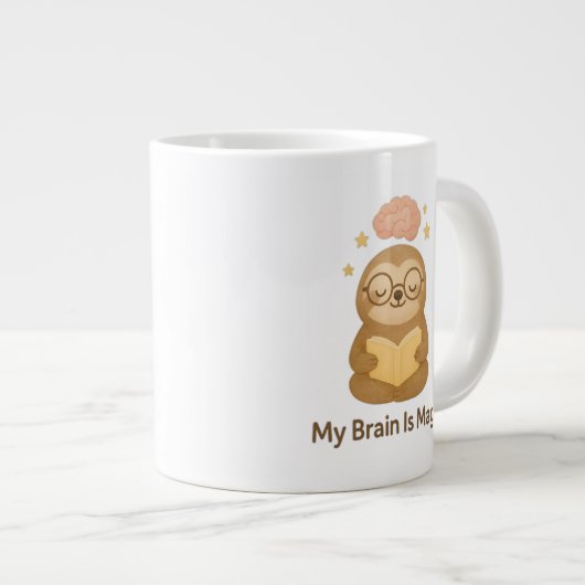 Schattig leesbeertje — Mijn brein is magisch motiv Grote Koffiekop (Voorkant rechts)