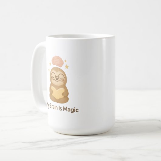 Schattig leesbeertje — Mijn brein is magisch motiv Koffiemok (Voorkant links)