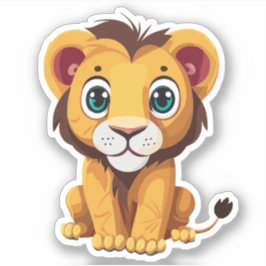 Schattig Leeuw Cartoon Karakter Sticker