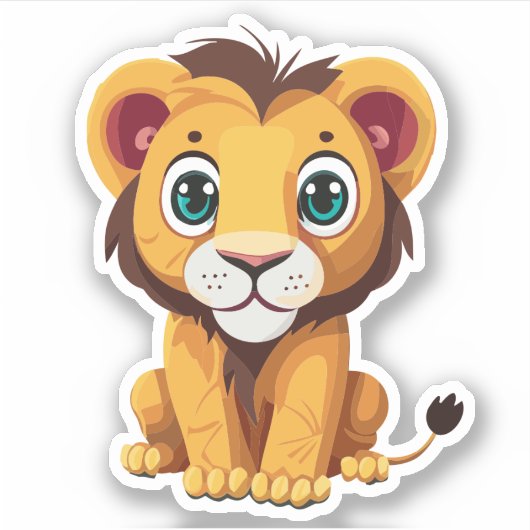 Schattig Leeuw Cartoon Karakter Sticker (Voorkant)