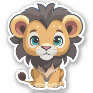 Schattig Leeuw Cartoon Karakter Sticker