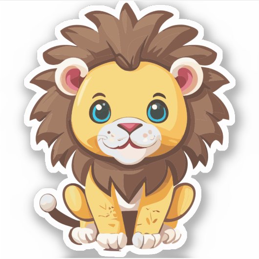 Schattig Leeuw Cartoon Karakter Sticker (Voorkant)