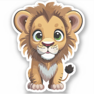 Schattig Leeuw Cartoon Karakter Sticker