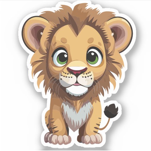 Schattig Leeuw Cartoon Karakter Sticker (Voorkant)