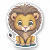 Schattig Leeuw Cartoon Karakter Sticker (Voorkant)