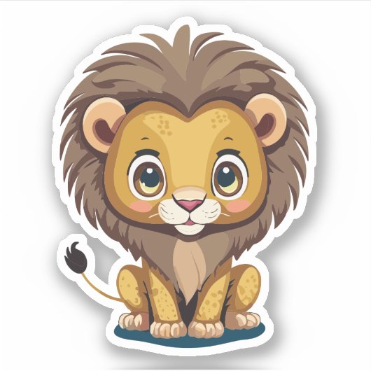 Schattig Leeuw Cartoon Karakter Sticker (Voorkant)