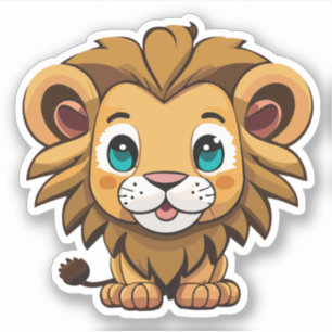 Schattig Leeuw Cartoon Karakter Sticker