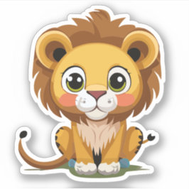 Schattig Leeuw Cartoon Karakter Sticker